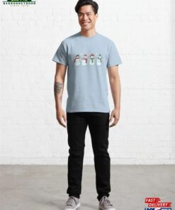 Cute Winter Snowman And Snowflakes Print Classic T-Shirt Unisex