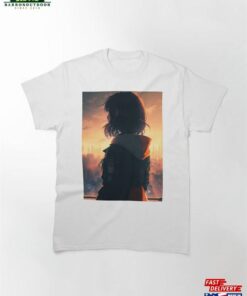 Cyberpunk Girl In Futuristic Cityscape Classic T-Shirt