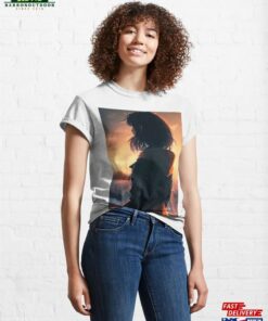 Cyberpunk Girl In Futuristic Cityscape Classic T Shirt 3