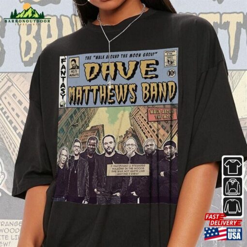 Dave Matthews Band Comic Shirt 90S Vintage Merch Book Art Walk Around The Moon Album World Tour Ticket 2023 Graphic Tee Gift V1 Classic Unisex