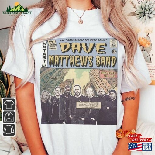 Dave Matthews Band Comic Shirt 90S Vintage Merch Book Art Walk Around The Moon Album World Tour Ticket 2023 Graphic Tee Gift V1 Classic Unisex