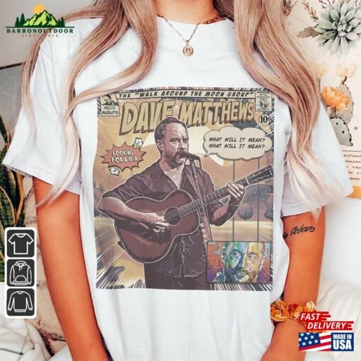 Dave Matthews Band Comic Shirt 90S Vintage Merch Book Art Walk Around The Moon Album World Tour Tickey 2023 Graphic Tee Gift V3 Classic Hoodie