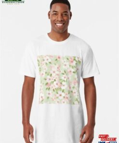 Delicate Bloom Soft Cherry Blossoms On Spring Green Long T Shirt Classic Unisex 1