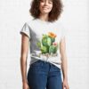 Desert Oasis Cactus With Orange Amp Pink Flower And Scattered Stones Classic T-Shirt Sweatshirt