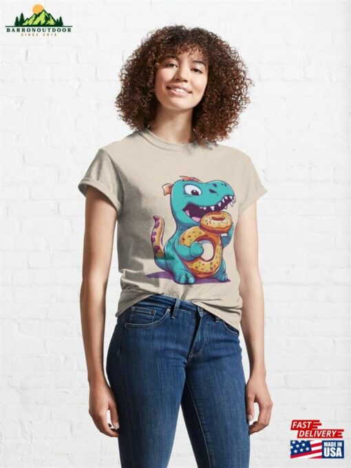 Dinosaur Monster Devouring A Donut Classic T-Shirt Unisex