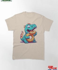 Dinosaur Monster Devouring A Donut Classic T-Shirt Unisex
