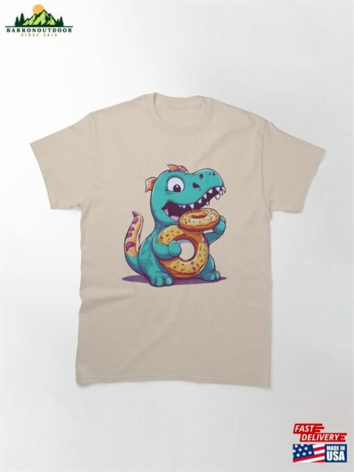 Dinosaur Monster Devouring A Donut Classic T-Shirt Unisex