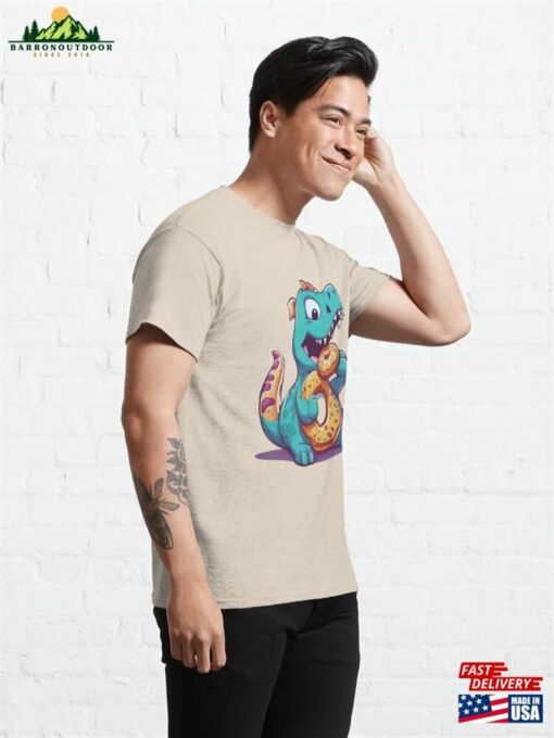 Dinosaur Monster Devouring A Donut Classic T-Shirt Unisex