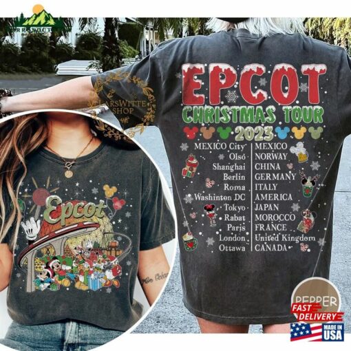 Disney Epcot Christmas Shirt World Tour Mickey And Friends Classic Sweatshirt