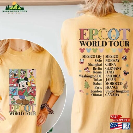 Disney Epcot Christmas Shirt World Tour Mickey And Friends Hoodie Sweatshirt