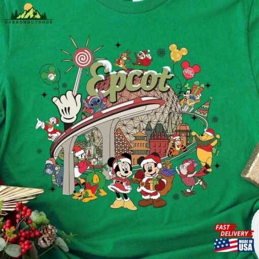 Disney Epcot Christmas Shirt World Tour Mickey And Friends T-Shirt Sweatshirt