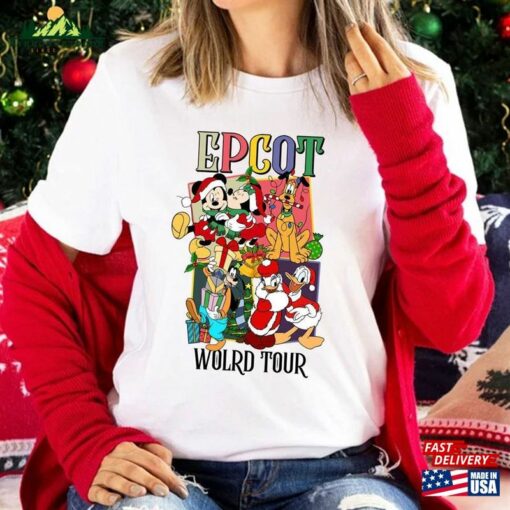 Disney Epcot Christmas Shirt World Tour Mickey And Friends Unisex Hoodie