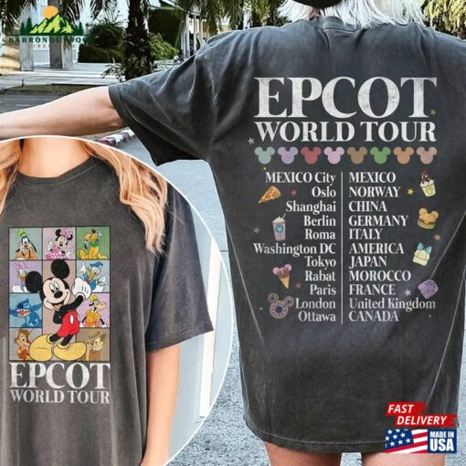 Disney Epcot World Tour Shirt Mickey And Friends Drinking Around The Unisex T-Shirt