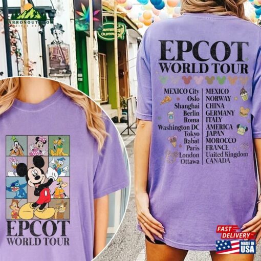 Disney Epcot World Tour Shirt Mickey And Friends Drinking Around The Unisex T-Shirt