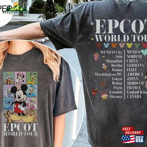 Disney Epcot World Tour Shirt Retro Mickey And Friends Sweatshirt Hoodie