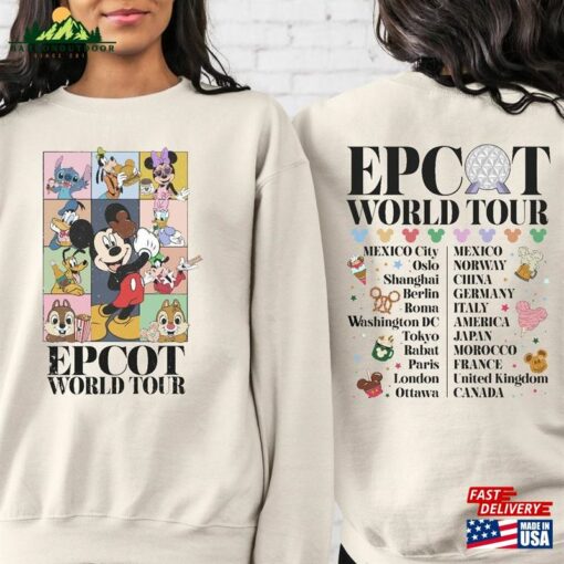 Disney Epcot World Tour Shirt Vintage Dinsey Vacation T-Shirt Family Matching Unisex Classic