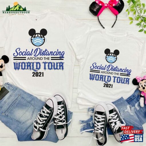 Disney Social Distancing World Tour 2021 Couple Matching Shirt Drinking Around The Hoodie T-Shirt