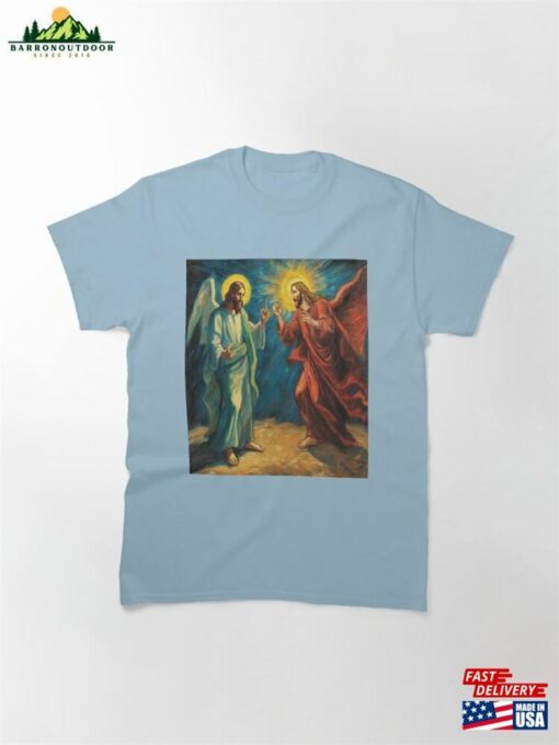 Divine Discourse Jesus And The Devil Engage In A Discussion Classic T-Shirt Unisex Hoodie