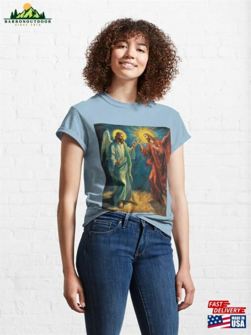 Divine Discourse Jesus And The Devil Engage In A Discussion Classic T-Shirt Unisex Hoodie