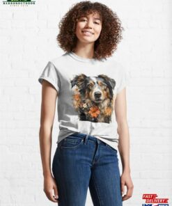 Dog Amidst Flowers Watercolor Artwork Classic T-Shirt