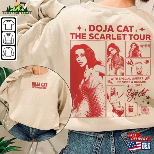 Doja Cat Rap Shirt Double Sided The Scarlet Tour 2023 Vintage 90S Y2k Style Hoodie Classic