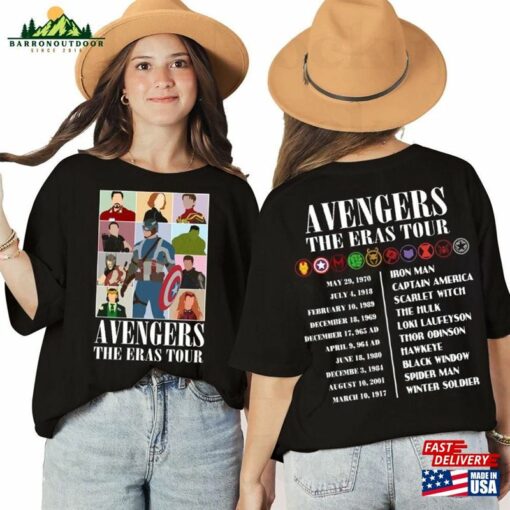 Double Side Avengers The Eras Tour Tee Sweatshirt Hoodie Marvel Fan Gift T-Shirt For Him Her Classic