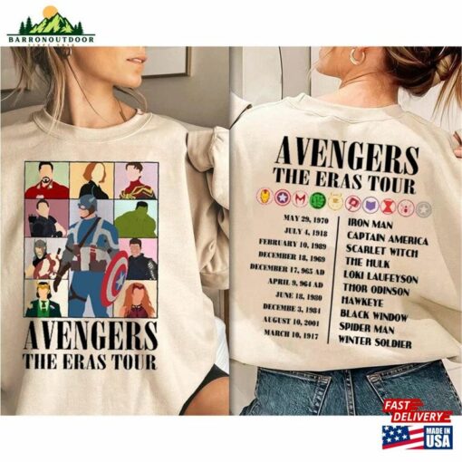 Double Side Avengers The Eras Tour Tee Sweatshirt Hoodie Marvel Fan Gift T-Shirt For Him Her Classic