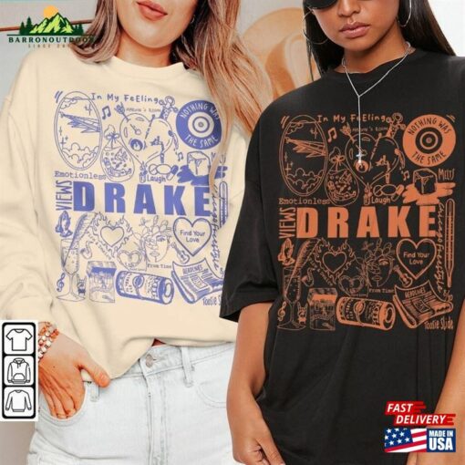 Drake Doodle Art Shirt Vintage Merch Album Lyrics Song Sweatshirt Hoodie Classic Unisex