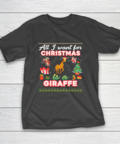 All I Want For Christmas Is A Giraffe Ugly Farmer T-Shirt All I Want For Christmas Is A Giraffe Ugly Farmer T-Shirt