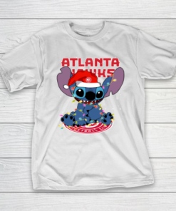 Atlanta Hawks NBA noel stitch Basketball Christmas T-Shirt Atlanta Hawks NBA noel stitch Basketball Christmas T-Shirt