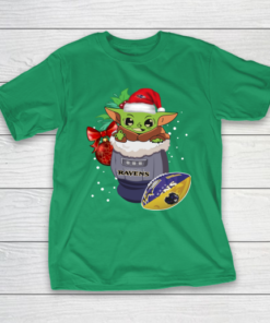 Baltimore Ravens Christmas Baby Yoda Star Wars Funny Happy NFL T-Shirt