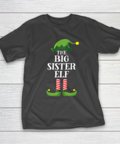 Big Sister Elf Matching Family Group Christmas Party Pajama T-Shirt