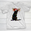 Black Cat Christmas Light T Shirt Funny Cat Lover Christmas T-Shirt