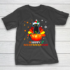 Black Cat Halloween And Merry Christmas Happy Hallothanksmas T-Shirt