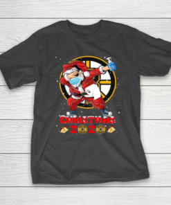 Boston Bruins Funny Santa Claus Dabbing Christmas 2020 NHL T-Shirt