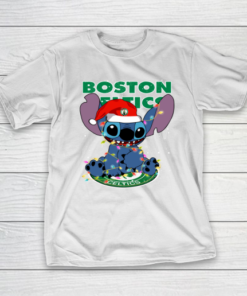 Boston Celtics NBA noel stitch Basketball Christmas T-Shirt