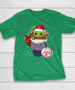 Boston Red Sox Christmas Baby Yoda Star Wars Funny Happy MLB T-Shirt