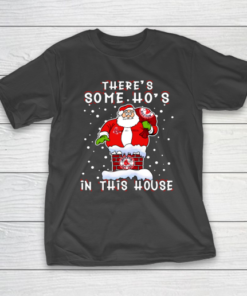 Boston Red Sox Christmas There Is Some Hos In This House Santa Stuck In The Chimney MLB T-Shirt