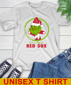 Boston Red Sox MLB Christmas Grinch I Hate People But I Love My Favorite Baseball Team T-Shirt