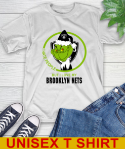 Brooklyn Nets NBA Christmas Grinch I Hate People But I Love My Favorite Basketball Team T-Shirt