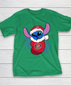 Carolina Hurricanes Christmas Stitch In The Sock Funny Disney NHL T-Shirt