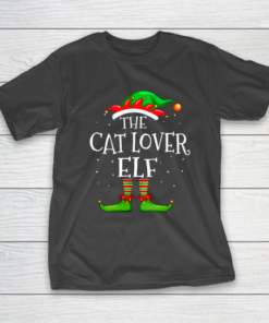 Cat Lover Elf Family Matching Christmas Group Gift Pajama T-Shirt