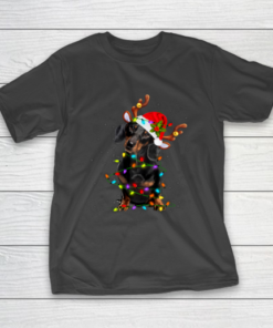 Christmas Cute Daschund With Christmas Lights T-Shirt