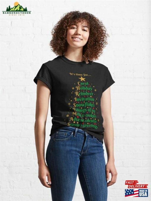 Christmas Tree Shaped From Festive Words Classic T-Shirt Unisex Hoodie