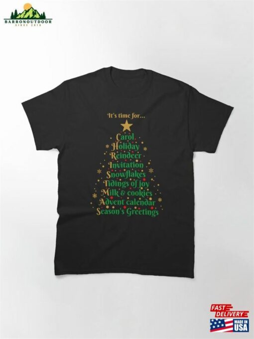 Christmas Tree Shaped From Festive Words Classic T-Shirt Unisex Hoodie