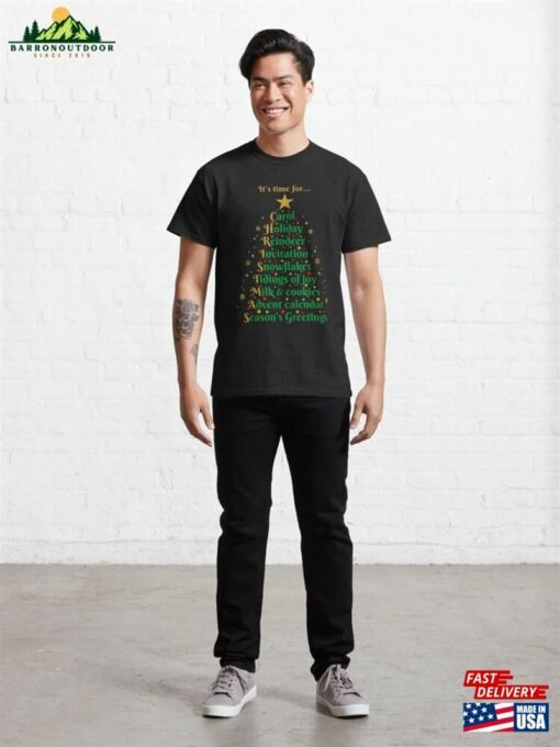 Christmas Tree Shaped From Festive Words Classic T-Shirt Unisex Hoodie