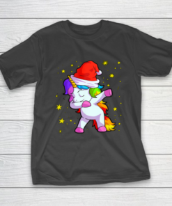 Christmas Unicorn Shirt for Girls Santa Hat Xmas Gift T-Shirt