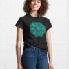 Christmas Wreath Mandala In Neon Teal And Black Holiday Decor Classic T-Shirt Hoodie