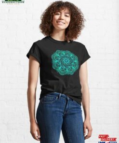 Christmas Wreath Mandala In Neon Teal And Black Holiday Decor Classic T-Shirt Hoodie Christmas Wreath Mandala In Neon Teal And Black Holiday Decor Classic T-Shirt Hoodie