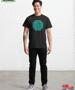 Christmas Wreath Mandala In Neon Teal And Black Holiday Decor Classic T-Shirt Hoodie 2 Christmas Wreath Mandala In Neon Teal And Black Holiday Decor Classic T Shirt Hoodie 3